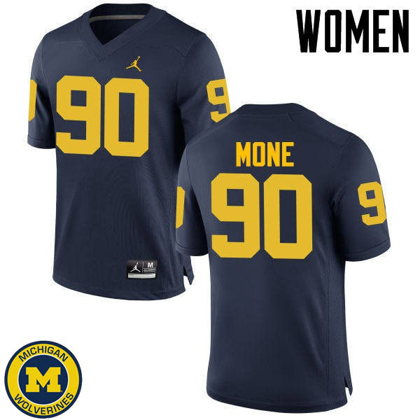 Women's Michigan Wolverines #90 Bryan Mone Navy Replica Game Jersey